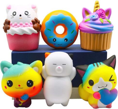 6 قطع من ألعاب السكويشيز من كوريلاف، مجموعة إسفنجية كبيرة الحجم بطيئة الارتفاع، كب كيك، كعكة يونيكورن، دونات، قطة للأطفال هدية تخزين، هدايا الحفلات، صندوق كنز جائزة الفصل الدراسي in Kuwait