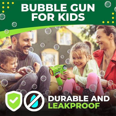 Toysery Bubble Gun Bubble Blower for Kids, Non-Toxic Handheld Bubble Machine with Leak-Resistant Design. Easy Refill Bubble Included in Kuwait