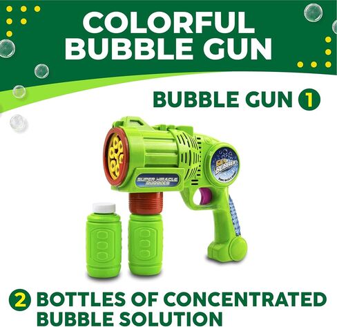 Toysery Bubble Gun Bubble Blower for Kids, Non-Toxic Handheld Bubble Machine with Leak-Resistant Design. Easy Refill Bubble Included in Kuwait