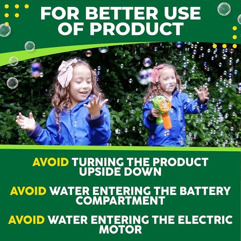 Toysery Bubble Gun Bubble Blower for Kids, Non-Toxic Handheld Bubble Machine with Leak-Resistant Design. Easy Refill Bubble Included in Kuwait