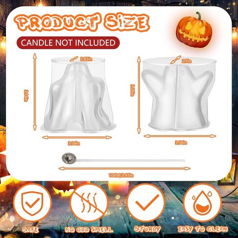 2 Pcs Ghost Candle Molds for Candle Making Silicone 3D Ghost Shape Molds with Candle Wicks Wax Cake Soap Candy Chocolate Mould for DIY Handmade Crafts Haunted House Wedding Party Decor in Saudi Arabia