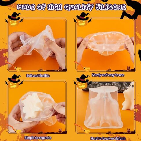 2 Pcs Ghost Candle Molds for Candle Making Silicone 3D Ghost Shape Molds with Candle Wicks Wax Cake Soap Candy Chocolate Mould for DIY Handmade Crafts Haunted House Wedding Party Decor in Saudi Arabia