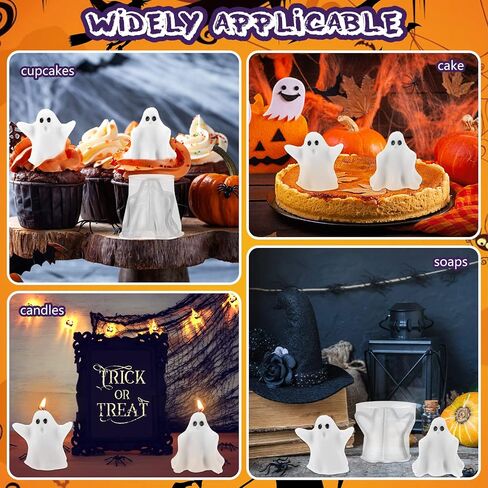 2 Pcs Ghost Candle Molds for Candle Making Silicone 3D Ghost Shape Molds with Candle Wicks Wax Cake Soap Candy Chocolate Mould for DIY Handmade Crafts Haunted House Wedding Party Decor in Saudi Arabia