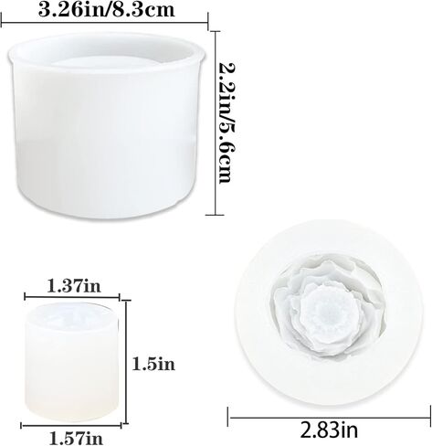 قوالب جص خرسانية لبرطمان الشموع - قالب برطمان شمع خرساني من السيليكون مع قوالب راتنج كبيرة على شكل زهرة الفاوانيا للاغطية in Kuwait