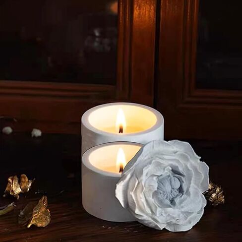 قوالب جص خرسانية لبرطمان الشموع - قالب برطمان شمع خرساني من السيليكون مع قوالب راتنج كبيرة على شكل زهرة الفاوانيا للاغطية in Kuwait