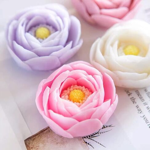 قوالب جص خرسانية لبرطمان الشموع - قالب برطمان شمع خرساني من السيليكون مع قوالب راتنج كبيرة على شكل زهرة الفاوانيا للاغطية in Kuwait