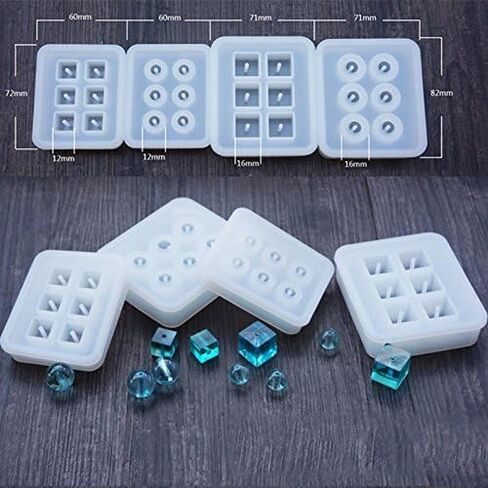 Ball Square Cube beads casting mold resin mold for beads making silicone mould (2pcs without hole) in Kuwait