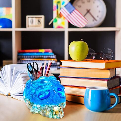 قالب راتنج BSRESIN لحامل فرشاة المكياج، قوالب سيليكون للديكور الجمجمة لراتنج الإيبوكسي، قالب جمجمة سيليكون لصناعة يدوية الراتنج الإيبوكسي الصب in Kuwait