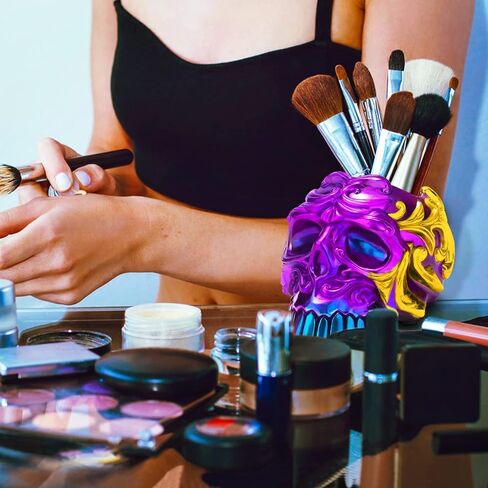 قالب راتنج BSRESIN لحامل فرشاة المكياج، قوالب سيليكون للديكور الجمجمة لراتنج الإيبوكسي، قالب جمجمة سيليكون لصناعة يدوية الراتنج الإيبوكسي الصب in Kuwait