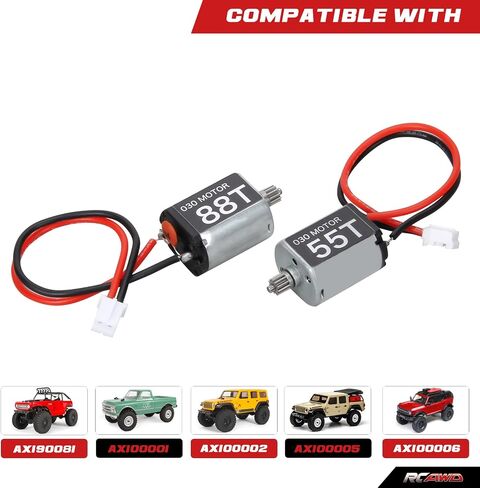 RCAWD 030 Brushed 55T(Turns) Motor and 88T with 11T(Teeth) Steel Pinion Gear for 1/24 Axial Scx24 Deadbolt Chevrolet Wrangler Gladiator Bronco Parts in Saudi Arabia