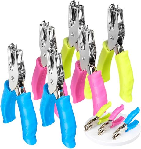 6 قطع ثقب ثقب معدني محمول باليد، فتحة دائرية 6 مم كماشة ثقب ثقب ورق مع قبضة ناعمة للحرف الورقية، وبطاقات المعايدة، وسجلات القصاصات، أزرق وردي أخضر، اثنان لكل منهما in Kuwait