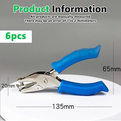 6 قطع ثقب ثقب معدني محمول باليد، فتحة دائرية 6 مم كماشة ثقب ثقب ورق مع قبضة ناعمة للحرف الورقية، وبطاقات المعايدة، وسجلات القصاصات، أزرق وردي أخضر، اثنان لكل منهما in Kuwait