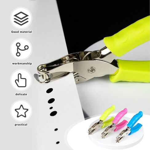 6 قطع ثقب ثقب معدني محمول باليد، فتحة دائرية 6 مم كماشة ثقب ثقب ورق مع قبضة ناعمة للحرف الورقية، وبطاقات المعايدة، وسجلات القصاصات، أزرق وردي أخضر، اثنان لكل منهما in Kuwait