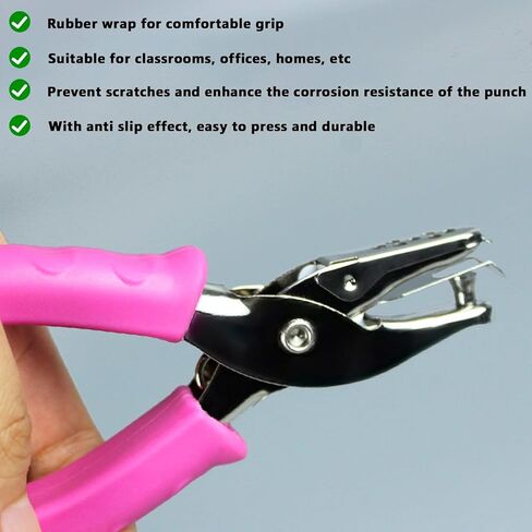 6 قطع ثقب ثقب معدني محمول باليد، فتحة دائرية 6 مم كماشة ثقب ثقب ورق مع قبضة ناعمة للحرف الورقية، وبطاقات المعايدة، وسجلات القصاصات، أزرق وردي أخضر، اثنان لكل منهما in Kuwait