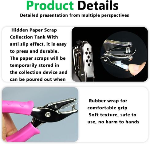 6 قطع ثقب ثقب معدني محمول باليد، فتحة دائرية 6 مم كماشة ثقب ثقب ورق مع قبضة ناعمة للحرف الورقية، وبطاقات المعايدة، وسجلات القصاصات، أزرق وردي أخضر، اثنان لكل منهما in Kuwait