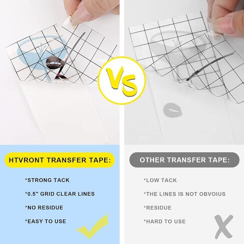 HTVRONT StrongGrip Transfer Tape - 12" x 10FT Black Alignment Grid Clear Transfer Tape for Vinyl for Shimmer Adhesive Vinyl, Strong Tack Transfer Tape for Cricut, for Signs Stickers Decals Walls Doors in Saudi Arabia
