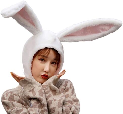 LINBVOFA Bunny Hat Cute Rabbit Ears Costume Funny Party Plush Hood in Saudi Arabia