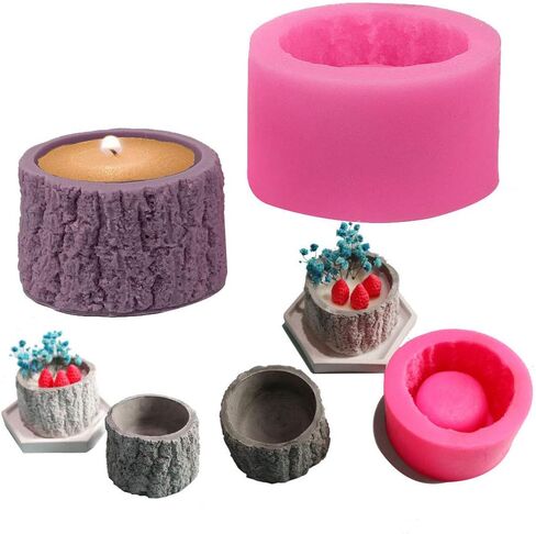 Tree Stump Flower Pot Silicone Mold Concrete Clay Succulent Planter Mold Vase Candle Holder Handmade Soap Craft Resin Tool in Saudi Arabia
