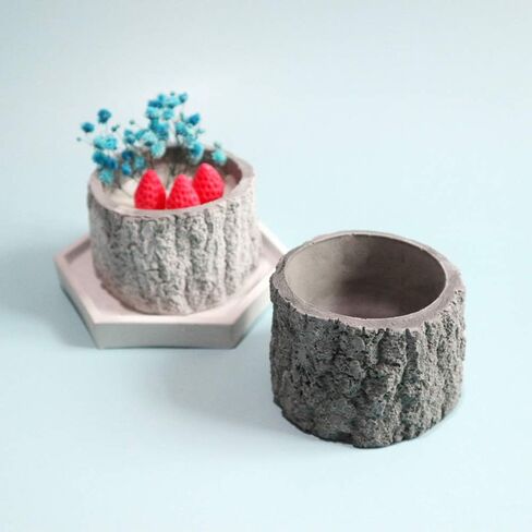 Tree Stump Flower Pot Silicone Mold Concrete Clay Succulent Planter Mold Vase Candle Holder Handmade Soap Craft Resin Tool in Saudi Arabia
