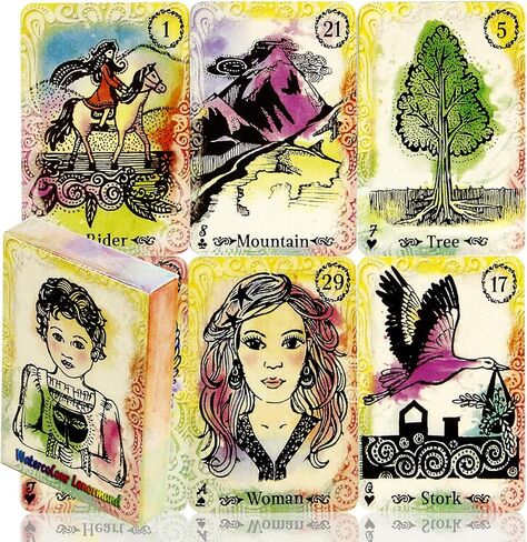 بطاقات mrdiyshisha Modern Sibyl Lenormand Oracle، مجموعة مكونة من 36 بطاقة مرسومة يدويًا بواسطة الفنانين in Kuwait