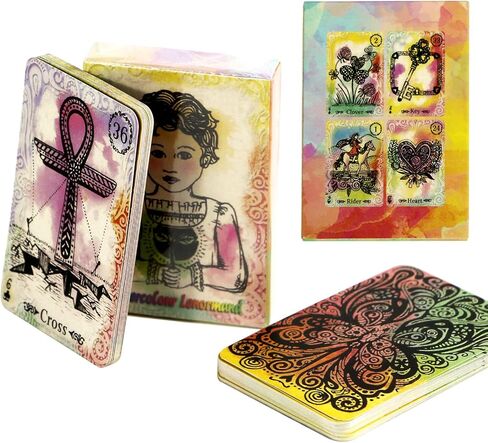 بطاقات mrdiyshisha Modern Sibyl Lenormand Oracle، مجموعة مكونة من 36 بطاقة مرسومة يدويًا بواسطة الفنانين in Kuwait