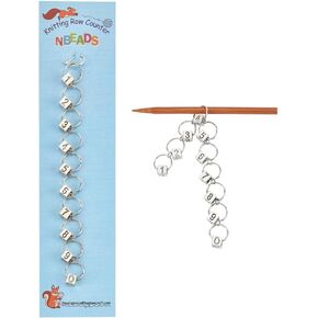 NBEADS 2 Pcs Knitting Row Counter Chains, Numbers Acrylic Bead Stitch Marker with Zinc Alloy Lobster Claw Clasp for Knitting Crochet Tracking Project Progress, Fit for Needles Up to 10mm