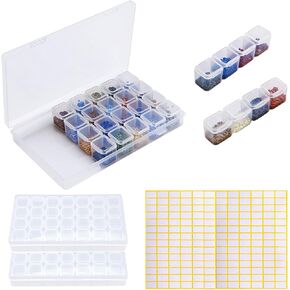 Coopache 2 Pack 28 فتحة صناديق تطريز ماسية، حقيبة تخزين لوحة ألماس 5D DIY مع 196 قطعة ملصق علامة حرفية in Kuwait