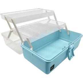 beLaxed Craft Organizers and Storage Box, 13 inches, 3-Layers Multifunctional Plastic Sewing Organizing Box with Handle, for Medicine, Art Supply, Makeup, Nail, Hair Accessories, Organizer Bins