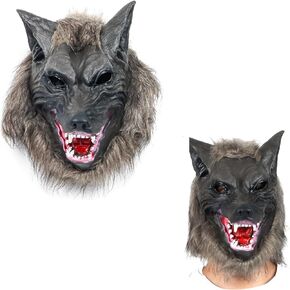 قناع الذئب للهالوين من KARMOGSO أزياء تنكرية للحفلات فستان بالذئب قناع فروي لحفلات تنكرية للأطفال in Kuwait