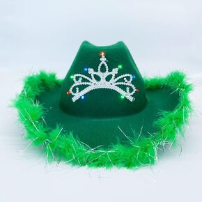 YADIRF Cowgirl Light Up Blinking Tiara Hat Sequin Trimmed For Halloween Costume Accessories,Role Play, Holiday Decorations