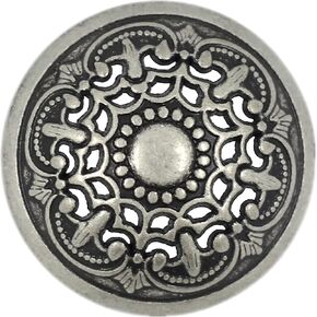 Bezelry 8 Pieces Medieval Filigree Openwork Domed Metal Shank Buttons. 25mm (1 inch) (Antique Silver) in Kuwait