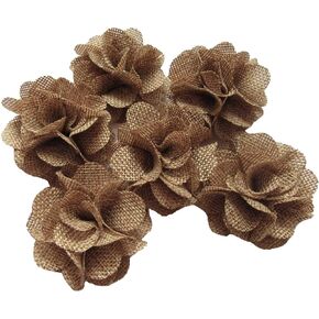 YYCRAFT 15pcs Stiff Burlap Flower Roses,3D Fabric Flowers for Headbands Hair Accessory DIY Crafts Scrapbooking Embellishments(2.25",Emerald Green)