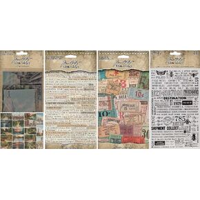 Tim Holtz Idea-Ology 2020 Vellum Scenes, Clippings, Ticket Book & Specimen Remnant Rubs - 4 Item Bundle in Kuwait