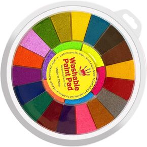 36 Colors Rainbow Ink Pad, Washable Ink Pads for Rubber Stamps, Large Color Ink Pads for Handprint and Footprints Stamping, Round Embossing Stamp Ink Pad for Craft Finger Painting Scrapbook