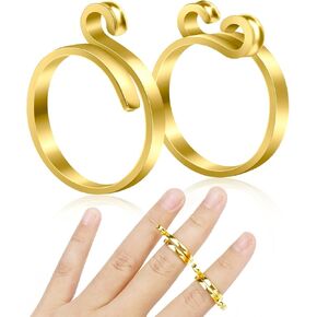 2 Pcs Adjustable Crochet Ring for Finger, Crochet Tension Ring for Braided Knitting Ring Yarn Tension Rings for Crochet Knitting Accessories Gift for Women Grandma, 2 Styles Gold in Saudi Arabia