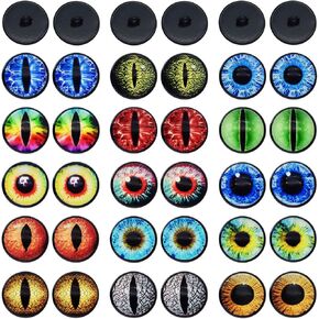JJGQAZ 12 Pairs 6MM-30MM Sew On Eyes for Plush Animals Doll Toys Puppet, Round Glass Eyes Domed Buttons for DIY Jewelry Making (8MM) in Kuwait
