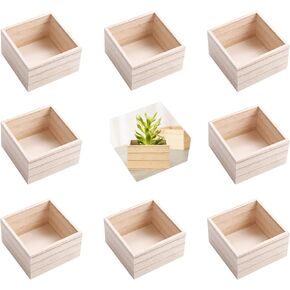 CALPALMY (8-Pack Unfinished Wooden Box, 4" x 4" x 2.3" Small Wooden Boxs for Crafts, Rustic Home Decor, and Wooden Centerpieces for Tables in Saudi Arabia