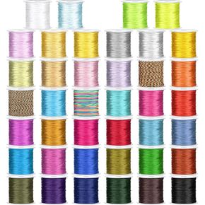 40 Rolls 40 Colors 0.8 mm Nylon Beading String Braided Chinese Knotting Cord Bracelet String Nylon Cord Blinds Nylon Thread for Macrame Friendship Bracelets Jewelry Making DIY Crafts, 1968 Yard Total in Saudi Arabia