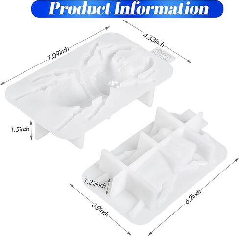 ISSEVE 3D Insect Resin Molds Silicone, 2Pcs Realistic Beetle Epoxy Resin Molds, 3D Lifelike Beetle Silicone Molds for Epoxy Resin, Animals Resin Casting Molds for DIY Art Crafts Home Garden Decoration in Kuwait