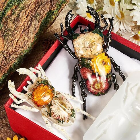 ISSEVE 3D Insect Resin Molds Silicone, 2Pcs Realistic Beetle Epoxy Resin Molds, 3D Lifelike Beetle Silicone Molds for Epoxy Resin, Animals Resin Casting Molds for DIY Art Crafts Home Garden Decoration in Kuwait
