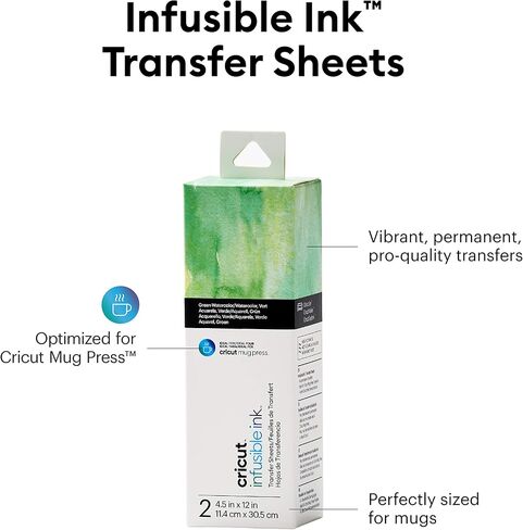 Cricut Infusible Ink Transfer Sheets - 4.5" x 12" - Green Watercolor Pattern - For Cricut Mug Press, Maker, Explore Air 2 in Saudi Arabia