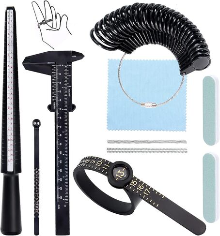 Ring Sizer Measuring Tool, 9 Pcs Ring Size Adjuster Includes Ring Mandrel, Ring Sizer Guage with Magnified Glass, Reusable Finger Size Measuring, Invisible Ring Size Adjuster for Loose Rings in Saudi Arabia