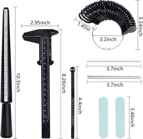 Ring Sizer Measuring Tool, 9 Pcs Ring Size Adjuster Includes Ring Mandrel, Ring Sizer Guage with Magnified Glass, Reusable Finger Size Measuring, Invisible Ring Size Adjuster for Loose Rings in Saudi Arabia