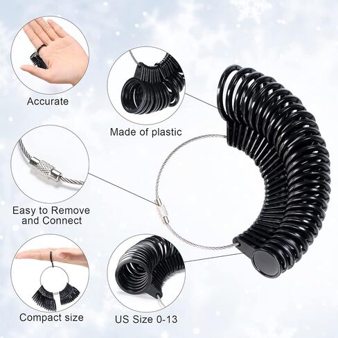 Ring Sizer Measuring Tool, 9 Pcs Ring Size Adjuster Includes Ring Mandrel, Ring Sizer Guage with Magnified Glass, Reusable Finger Size Measuring, Invisible Ring Size Adjuster for Loose Rings in Saudi Arabia