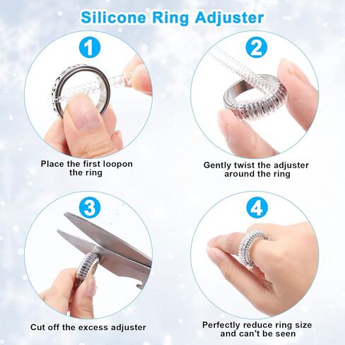 Ring Sizer Measuring Tool, 9 Pcs Ring Size Adjuster Includes Ring Mandrel, Ring Sizer Guage with Magnified Glass, Reusable Finger Size Measuring, Invisible Ring Size Adjuster for Loose Rings in Saudi Arabia