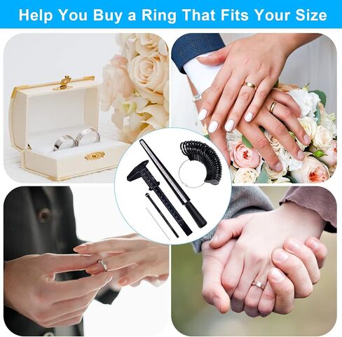 Ring Sizer Measuring Tool, 9 Pcs Ring Size Adjuster Includes Ring Mandrel, Ring Sizer Guage with Magnified Glass, Reusable Finger Size Measuring, Invisible Ring Size Adjuster for Loose Rings in Saudi Arabia