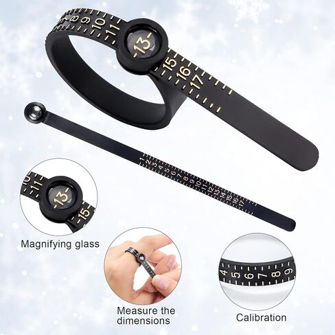 Ring Sizer Measuring Tool, 9 Pcs Ring Size Adjuster Includes Ring Mandrel, Ring Sizer Guage with Magnified Glass, Reusable Finger Size Measuring, Invisible Ring Size Adjuster for Loose Rings in Saudi Arabia