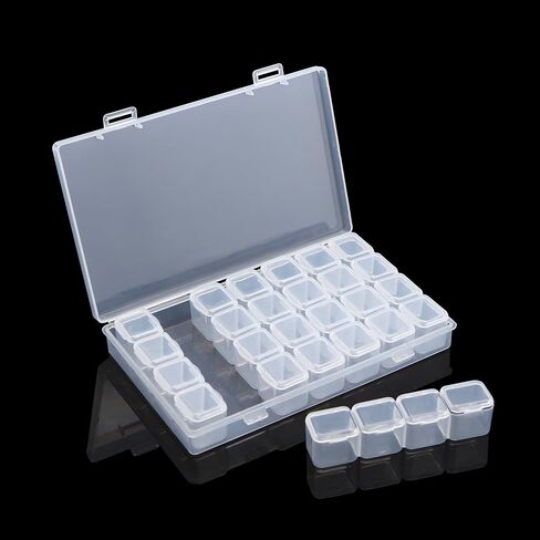 Coopache 2 Pack 28 فتحة صناديق تطريز ماسية، حقيبة تخزين لوحة ألماس 5D DIY مع 196 قطعة ملصق علامة حرفية in Kuwait