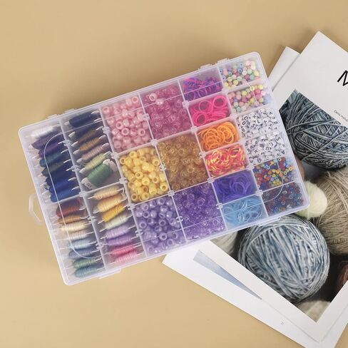 اس جي اتش يو او صندوق منظم بلاستيكي مكون من 36 شبكة مع فواصل قابلة للتعديل ومنظم للخرز وصندوق ادوات صيد الاسماك، صندوق مجوهرات مع 400 قطعة من الملصقات in Kuwait