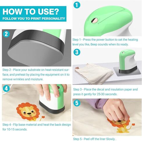 YLSCI Mini Heat Press، آلة ضغط حراري للقمصان، صانع الملصقات، مكواة صغيرة للحرف اليدوية، الأحذية، القبعات، ومشروعات الفينيل الصغيرة (أخضر) in Kuwait